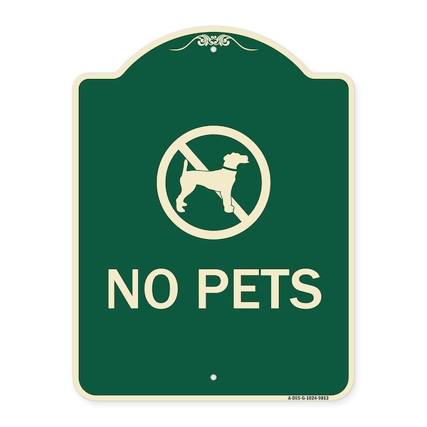 Signmission Designer Series Sign-No Pets, Green Heavy-Gauge Aluminum, 24" x 18", G-1824-9813 A-DES-G-1824-9813 - main
